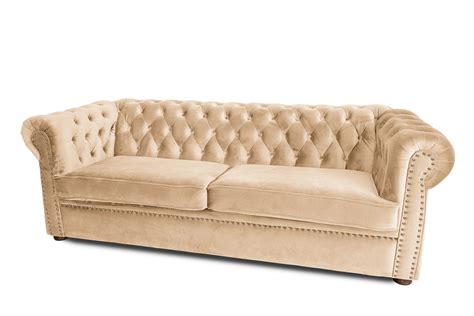 Canapea Extensibila Chesterfield 3 Locuri Bej 203x70x66 Cm