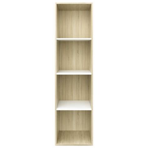 Vidaxl Book Cabinet Tv Cabinet White And Sonoma Oak X X