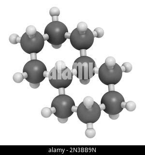 Decalin Solvent Molecule 3D Rendering Atoms Are Represented As