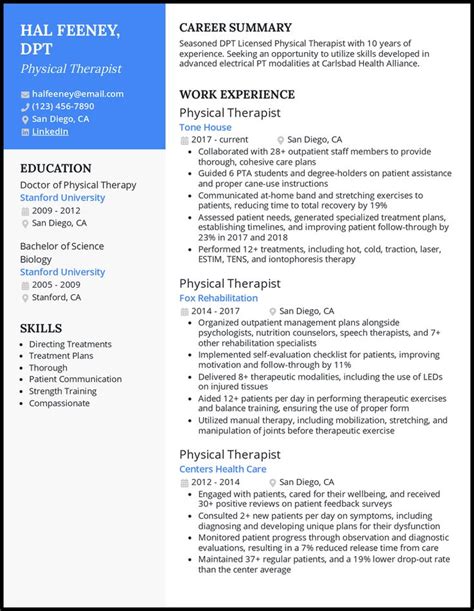 Physical Therapist Resume Examples Easy Ways To Improve Your In