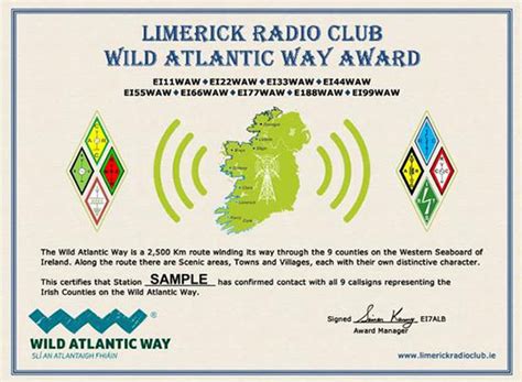 EI7GL A Diary Of Amateur Radio Activity 2017 Wild Atlantic Way Award