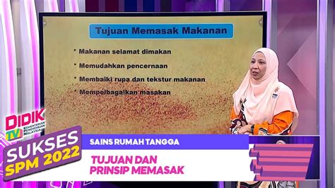 Sukses Klip Sains Rumah Tangga Tujuan Dan Prinsip Memasak