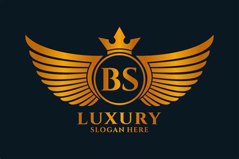 Luxury Royal Wing Letter Bs Crest Gold Color Logo Vector Victory Logo