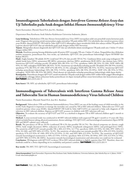 Pdf Imunodiagnosis Tuberkulosis Dengan Interferon Gamma Release Assay