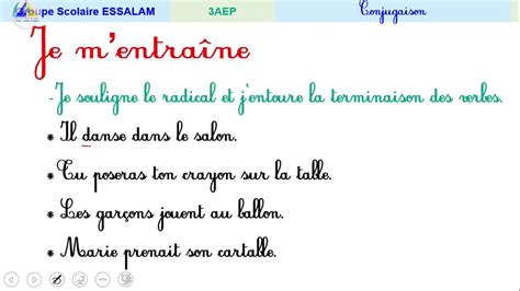 Conjugaison Je Reconnais Le Radical Et La Terminaison Du Verbe 3AP