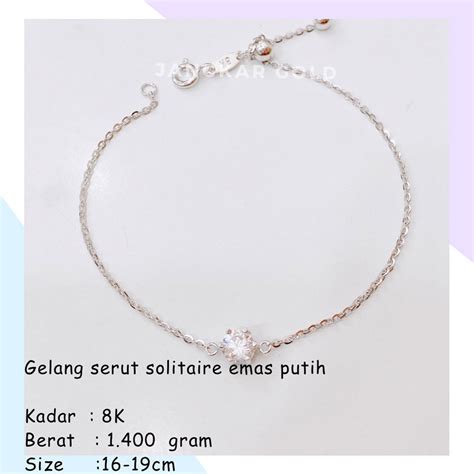 Jual Gelang Serut Solitaire Emas Putih K Gr Gigi Nagita Shopee