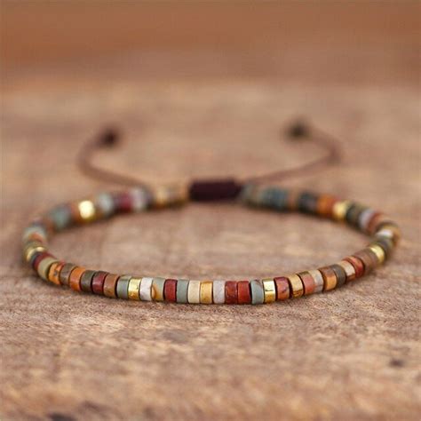 Natural Picasso Jasper Stone Boho Bead Bracelets By Successandlove