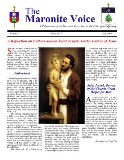 Maronite Voice Eparchy Of Saint Maron Of Brooklyn