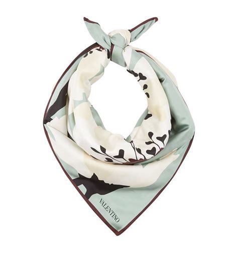 Valentino Silk Flower Scarf In Green Modesens Flower Scarf Silk Flowers Valentino