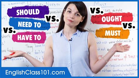 Learn English Should Vs Need To Vs Have To Vs Ought To Vs Must