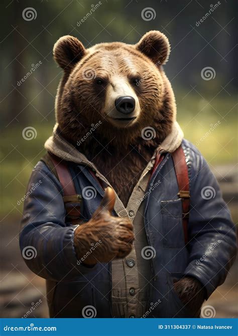 Portrait of Friendly Bear Making Thumbs Up Stock Illustration ...