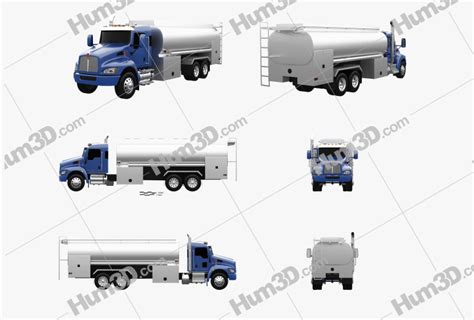 Kenworth T370 Tanker Truck 3 Axle 2016 Blueprint Template Hum3D