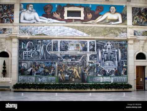 Mural De Diego Rivera Muro Sur Instituto De Artes De Detroit Fotografía