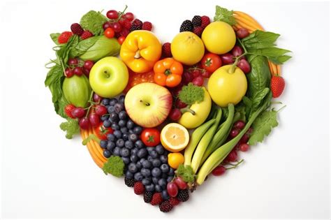 Premium AI Image | Healthy heart made of fresh fruits and vegetables on ...