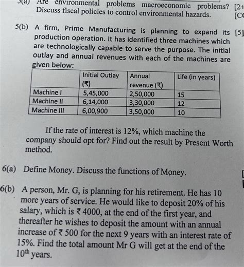 5(b) A firm, Prime Manufacturing is planning | StudyX