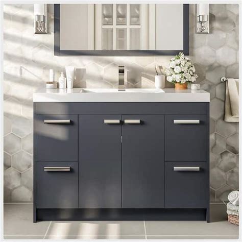 Eviva Lugano In Single Sink Gray Bath Vanity With White Acrylic Top