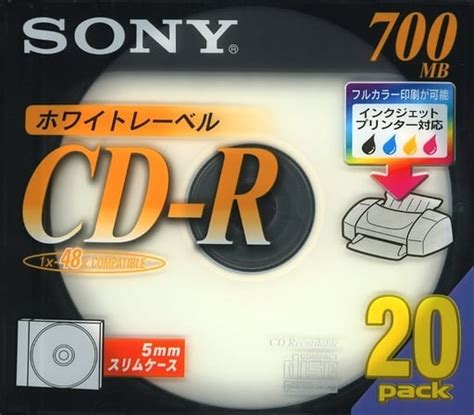 Sony Data Cd R 700 Mb 48 X 20 Disc Pack 20cdq80dpw Electric