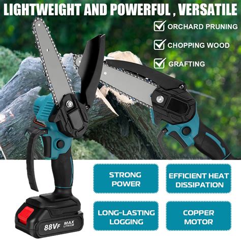 2000w 88vf Cordless Electric Saw Pruning Chainsaw 6 Inches Garden Tree Logging Trimming Saw