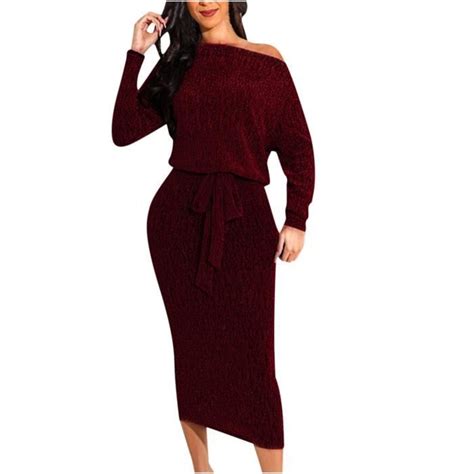 Robe Sexy à épaules Dénudées Manches Longues Et Encolure En V Pour