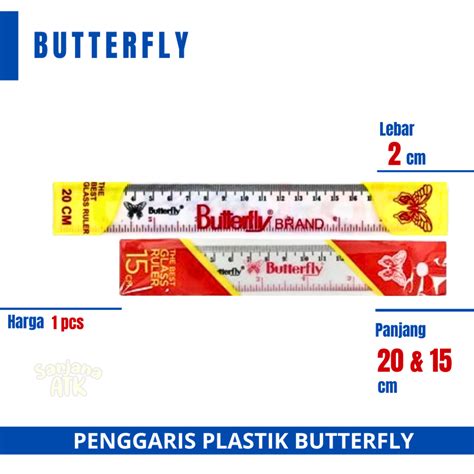 Jual Penggaris Plastik 15 Dan 20 Cm Butterfly Shopee Indonesia