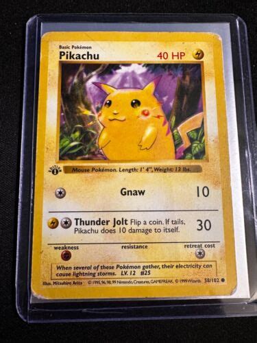 1999 Pokemon Base Set 1st Edition Pikachu Red Cheeks Shadowless 58