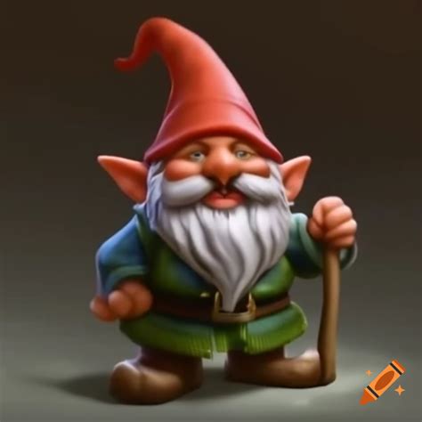 Gnome Druid With A Brown Beard Jolly And Smiling Wearing A Blue Hat