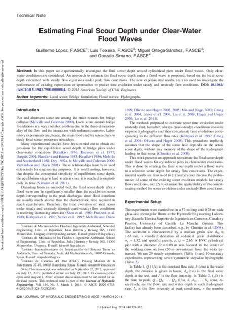 Pdf Estimating Final Scour Depth Under Clear Water Flood Waves