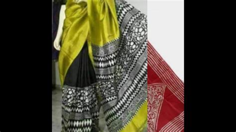 Murshidabadi Pure Silk Block Printed Sarees Youtube