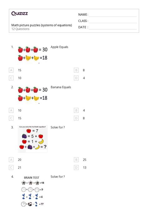 50+ Math Puzzles worksheets for 6th Grade on Quizizz | Free & Printable