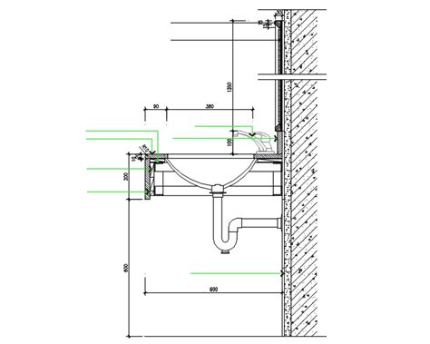 Cad Drawings Details Of A Top View Of Wash Basin With Trap Hole Cadbull