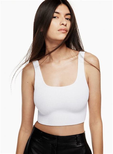 Sculpt Knit Squareneck Cropped Tank Cropped Ribbed Tank Top Ribbed Tank Tops Knit Tanks