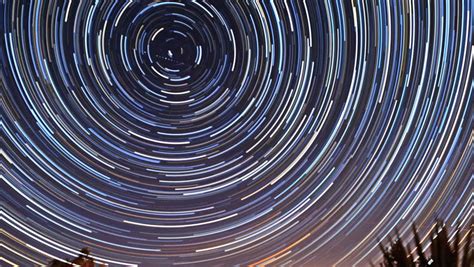 Amazing Circle Star Trails Time Lapse Galaxy Night Sky Over Cabin As