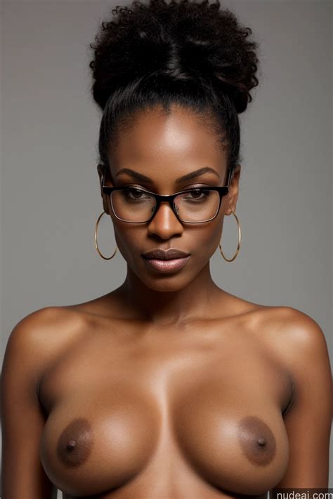 Nude AI Image For Arafed Woman With Glasses And A Big Breast Posing For