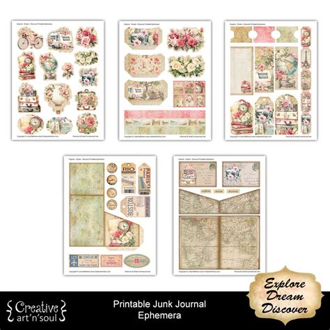 Printable Junk Journal Elements And Ephemera Explore Dream Discover