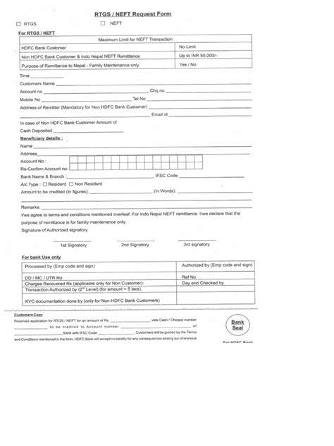 Rtgs Form HDFC | PDF