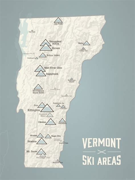 Vermont Ski Resorts Map 18x24 Poster - Etsy