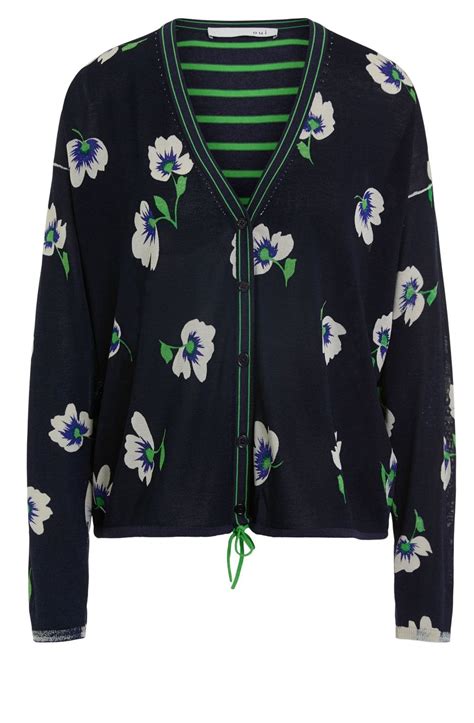 Oui Floral And Stripe Fine Knit Cardigan Cardigans From Shirt Sleeves Uk