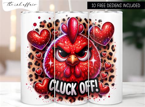 Cluck Off Angry Cute Chicken Oz Skinny Tumbler Sublimation Wrap Red