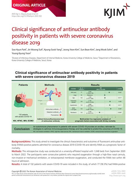 Pdf Clinical Significance Of Antinuclear Antibody Positivity In