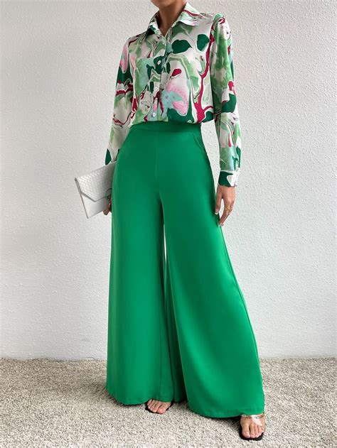 Moda De Mujer Shein M Xico Pantalones De Piernas Anchas Ropa