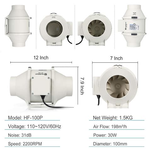 Hon Guan Inch Inline Duct Fan Exhaust Fan Mixed Flow Inline Fan