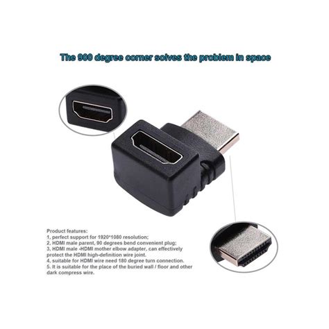 Buy Online Rkn 1080p Hdmi Male To Female Right Angle 90 Degree Adapter