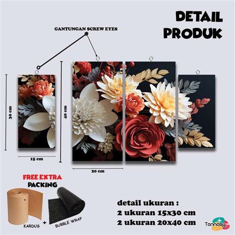 Promo Tennesy Hiasan Dinding 1 Set Bunga Elegan 3d Floral Flowers Paper