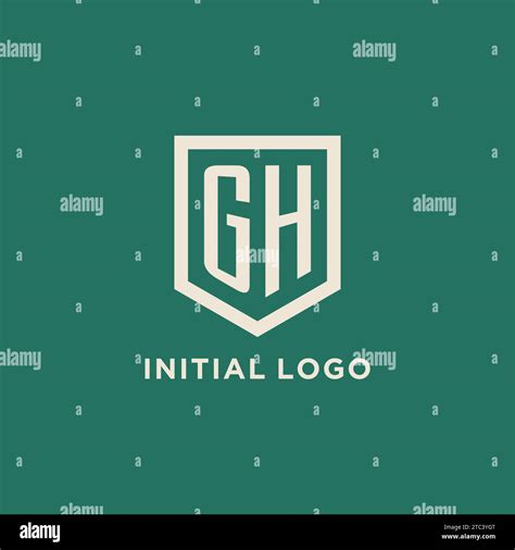 GH Initial Logo Monogram Shield Geometric Shape Design Vector Graphic