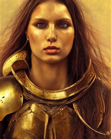 Beautiful Female Warrior Half Body Portrait Long Stable Diffusion