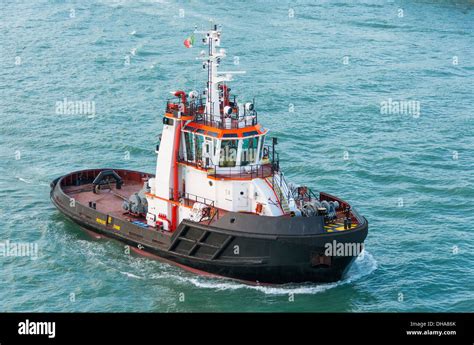 powerful tug boat  res stock photography  images alamy