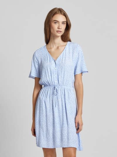 Tom Tailor Denim Knielanges Kleid Mit Allover Print Hellblau Online