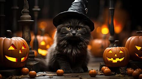 Premium AI Image | Spooky Black Cat Halloween Image AI Generated