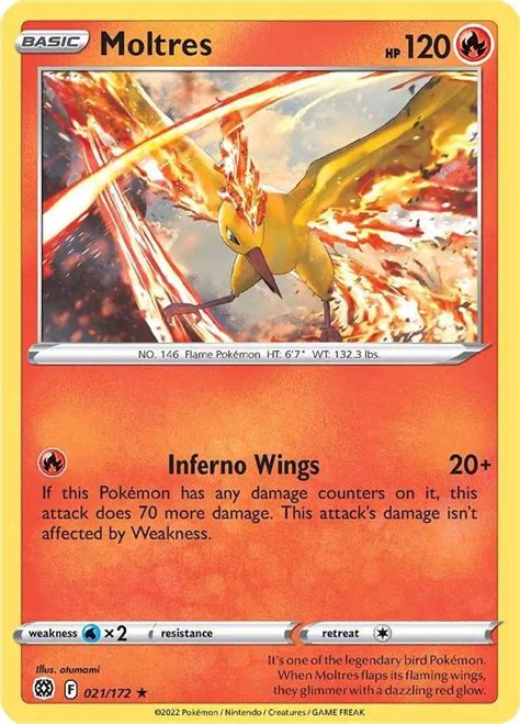 Pokemon Trading Card Game Sword Shield Brilliant Stars Single Card Holo Rare Moltres 21 - ToyWiz