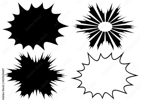 Simple black comic book style background elements set isolated on white ...